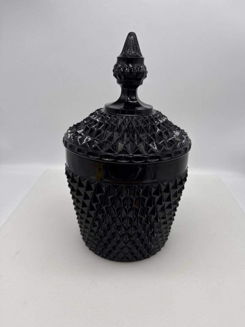 Vintage Indiana Glass Tiara Black Diamond Point Ice Bucket